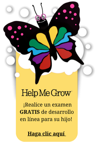 a colorful butterfly with glasses, the mascot for our Help Me Grow program